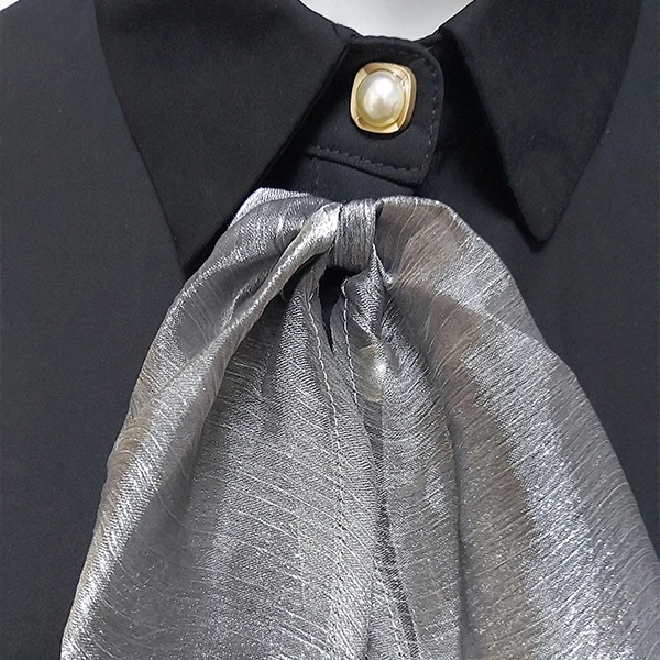 Chic Women's Black Blazer Dress-Buttoned Boat Neck Office Wear