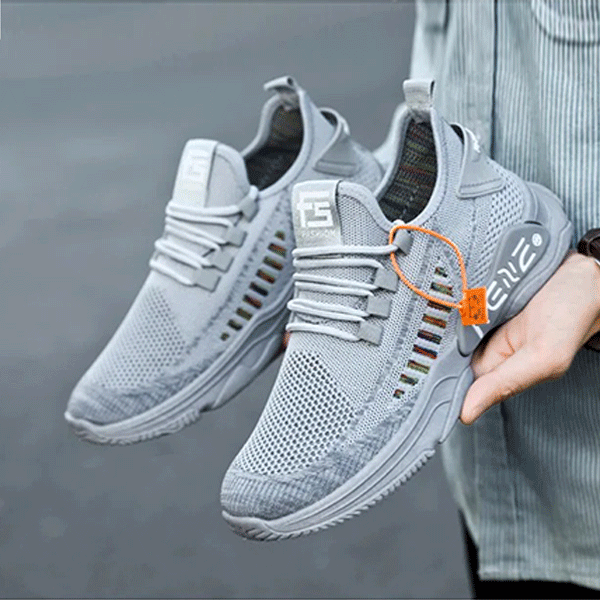 Breathable Mesh Detail Lace-Up Front Soft Sole Lightweight Men Outdoor Sports We