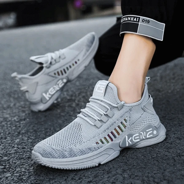 Breathable Mesh Detail Lace-Up Front Soft Sole Lightweight Men Outdoor Sports We