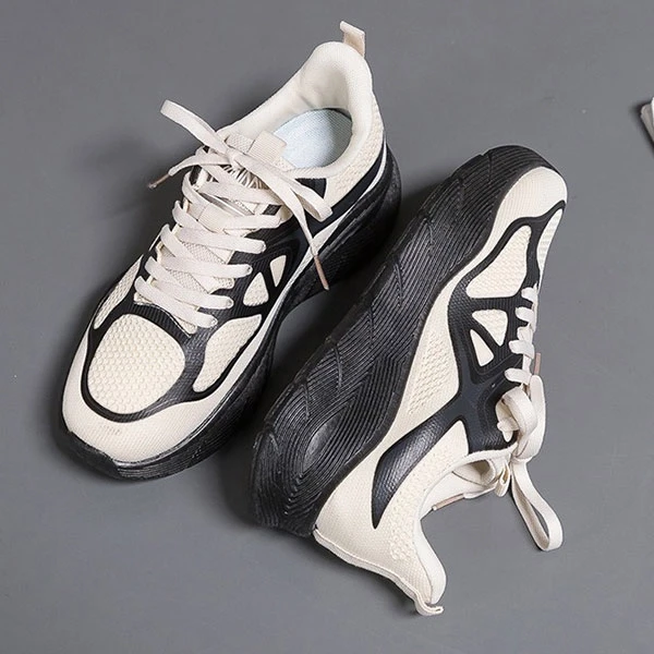 Hollow Detail Breathable Non-Slip Men Sports Shoes Lace-Up Lightweight Running S