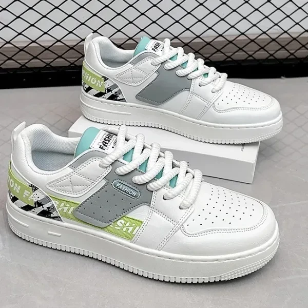 Multi Tone Design Breathable Men Fashion Skate Sneakers Lace Up Round Toe Soft S