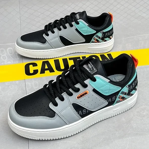 Multi Tone Design Breathable Men Fashion Skate Sneakers Lace Up Round Toe Soft S