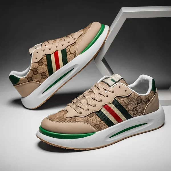 Colorful Stripes Pattern Front Lace-Up Thick Soft Sole Men Breathable Designer S