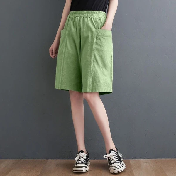 Comfy Cotton High Waist Shorts Double Pocket All-Season Women's Wear