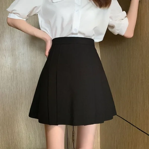 Black A-Line Mini Skirt Trendy Summer Fashion for Women