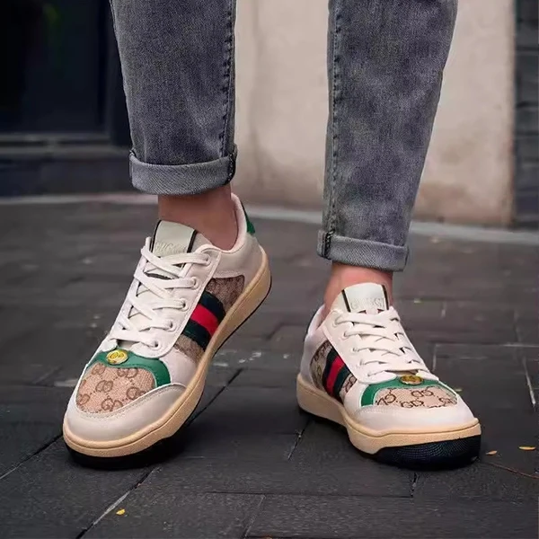 Premium Design Letters Pattern Men Sneakers Lace Up Round Toe Fashionable Party