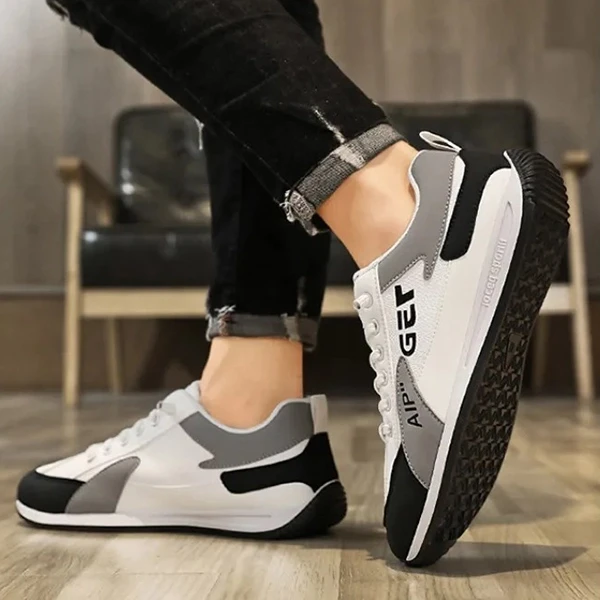 Letters Pattern Premium Quality Men Sneakers Lace Up Almond Toe Soft Sole Walkin