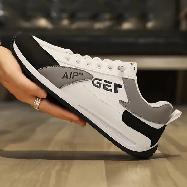 Letters Pattern Premium Quality Men Sneakers Lace Up Almond Toe Soft Sole Walkin