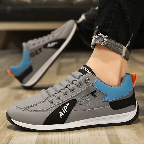 Letters Pattern Premium Quality Men Sneakers Lace Up Almond Toe Soft Sole Walkin