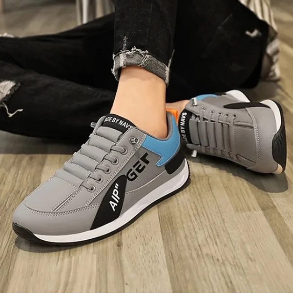 Letters Pattern Premium Quality Men Sneakers Lace Up Almond Toe Soft Sole Walkin