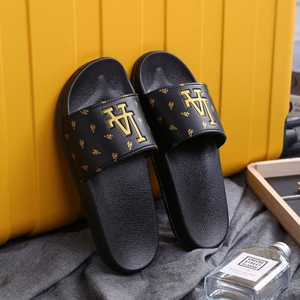 Letter Print EVA Soft Sole Open Toe Couple Men Outdoor Comfy Wear White Color Li