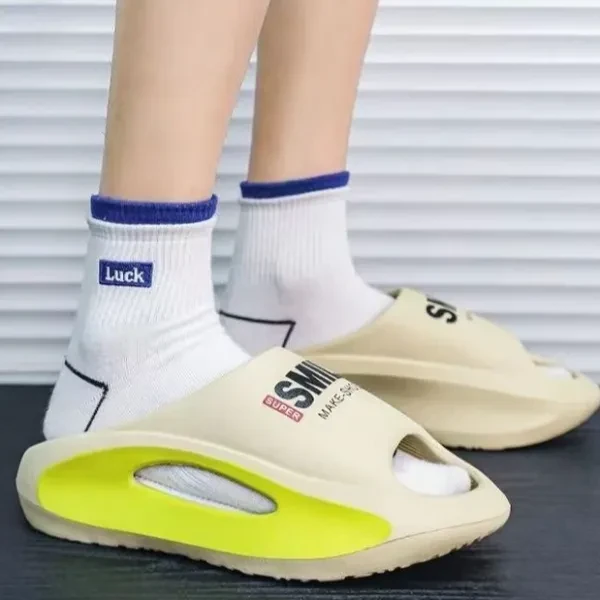 Men's Letters Print Slides - Non Slip Sole - Indoor Slippers