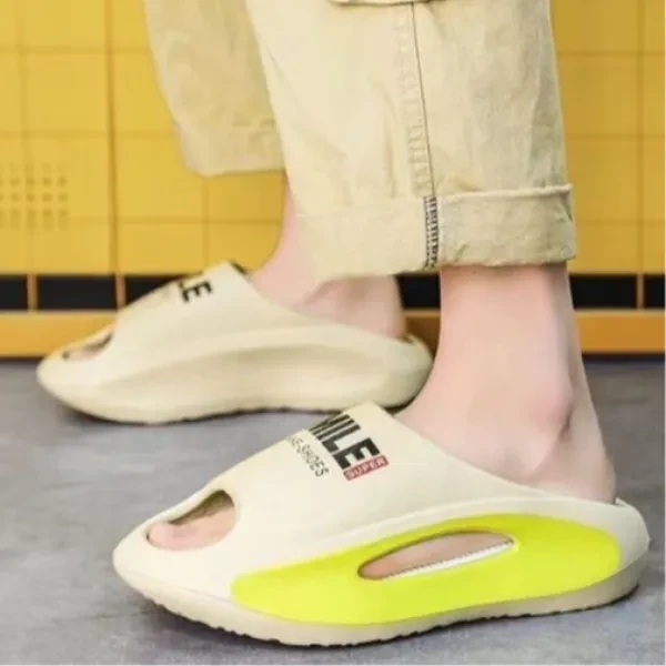 Men's Letters Print Slides - Non Slip Sole - Indoor Slippers