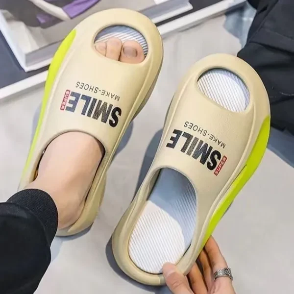 Men's Letters Print Slides - Non Slip Sole - Indoor Slippers