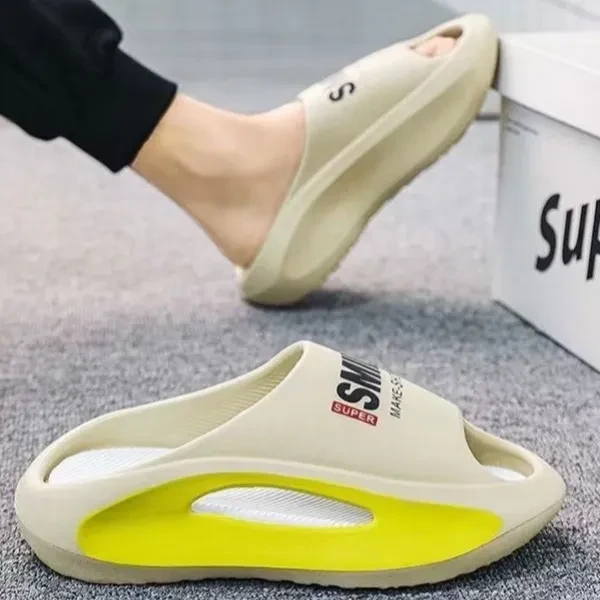 Men's Letters Print Slides - Non Slip Sole - Indoor Slippers