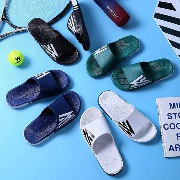 Letter Print Non-Slip Soft Sole Casual Wear Resistant Black Color Open Toe Men S