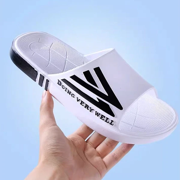 Letter Print Non-Slip Soft Sole Casual Wear Resistant Black Color Open Toe Men S