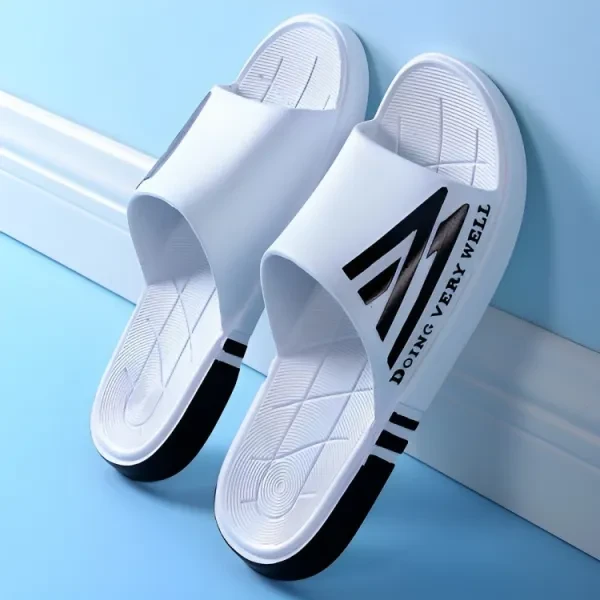 Letter Print Non-Slip Soft Sole Casual Wear Resistant Black Color Open Toe Men S