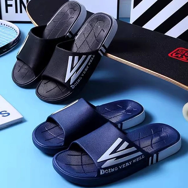 Letter Print Non-Slip Soft Sole Casual Wear Resistant Black Color Open Toe Men S