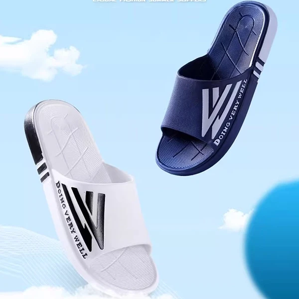 Letter Print Non-Slip Soft Sole Casual Wear Resistant Black Color Open Toe Men S