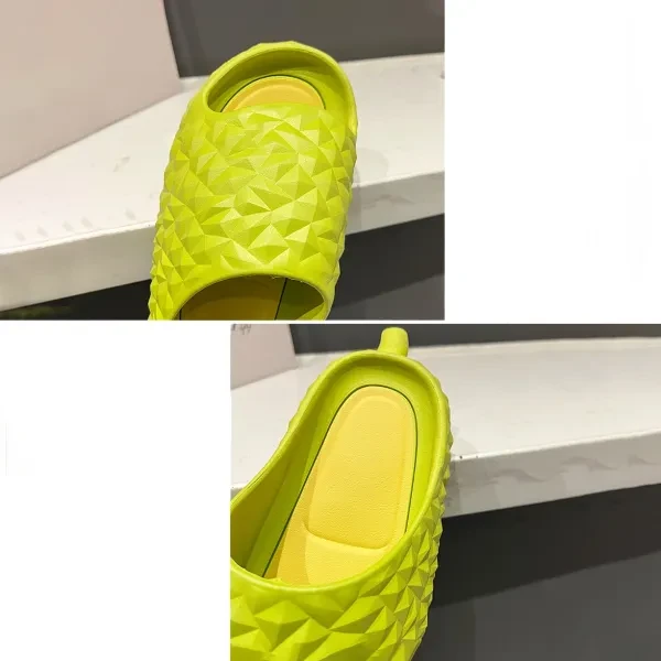 Yellow PVC Slides with Puffer Design - Lightweight & Comfy Men's Slippers