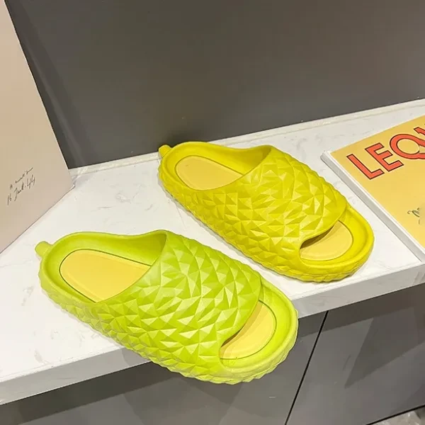 Yellow PVC Slides with Puffer Design - Lightweight & Comfy Men's Slippers