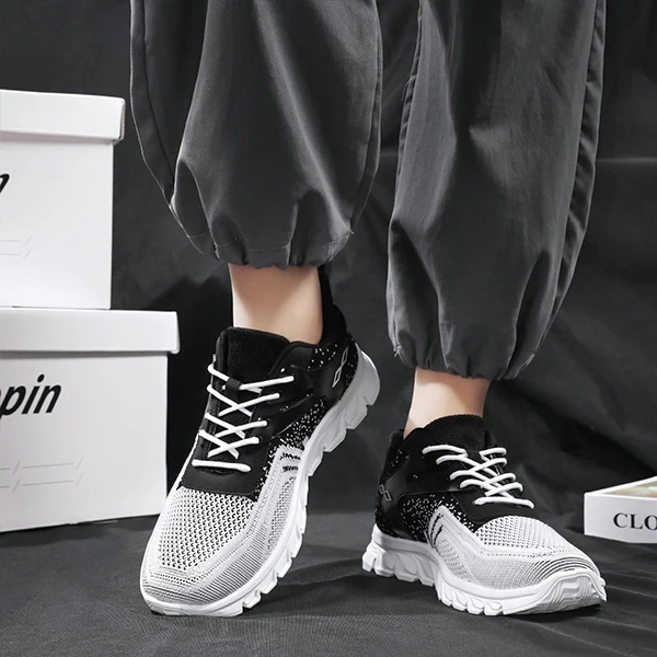 High Quality Breathable Men Sneakers Lace Up Soft Sole Sports Shoes Casual Runni