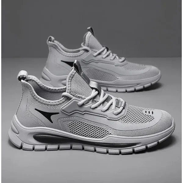 Breathable Mesh Non Slip Men Sports Shoes Lace Closure Soft Sole Almond Toe Runn