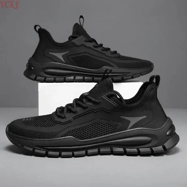 Breathable Mesh Non Slip Men Sports Shoes Lace Closure Soft Sole Almond Toe Runn