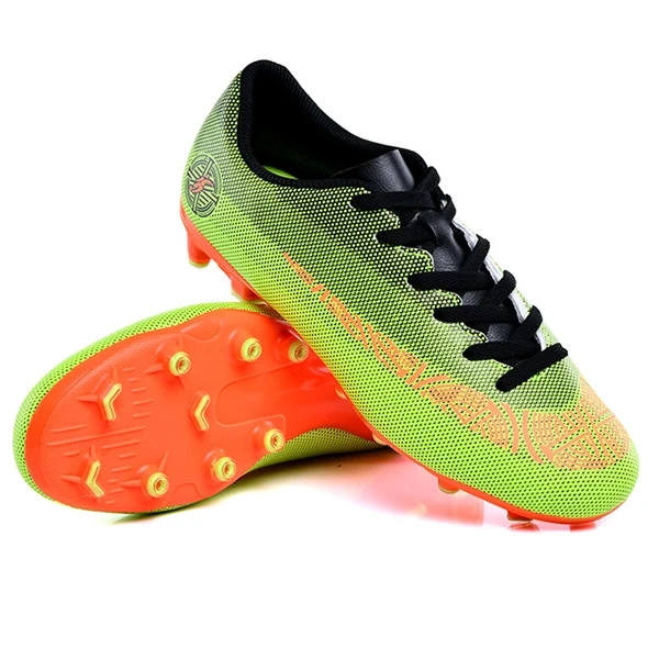 Orange Soccer Shoes for Men Breathable Athletics Sneakers