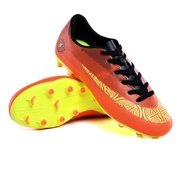 Orange Soccer Shoes for Men Breathable Athletics Sneakers