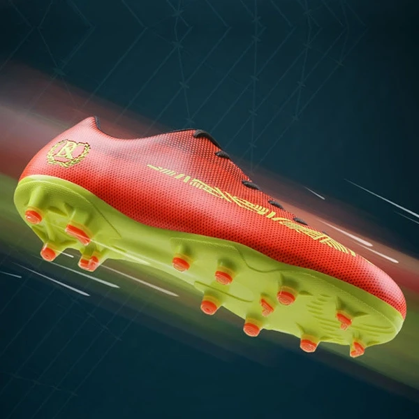 Orange Soccer Shoes for Men Breathable Athletics Sneakers