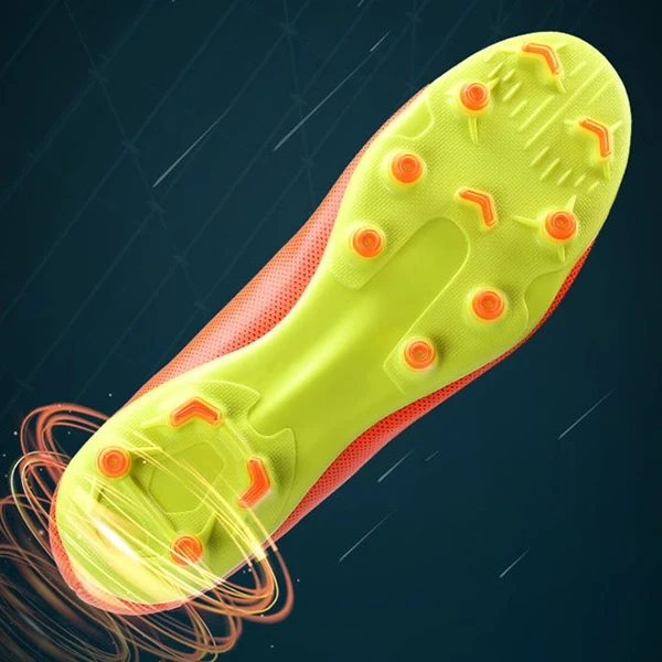 Orange Soccer Shoes for Men Breathable Athletics Sneakers