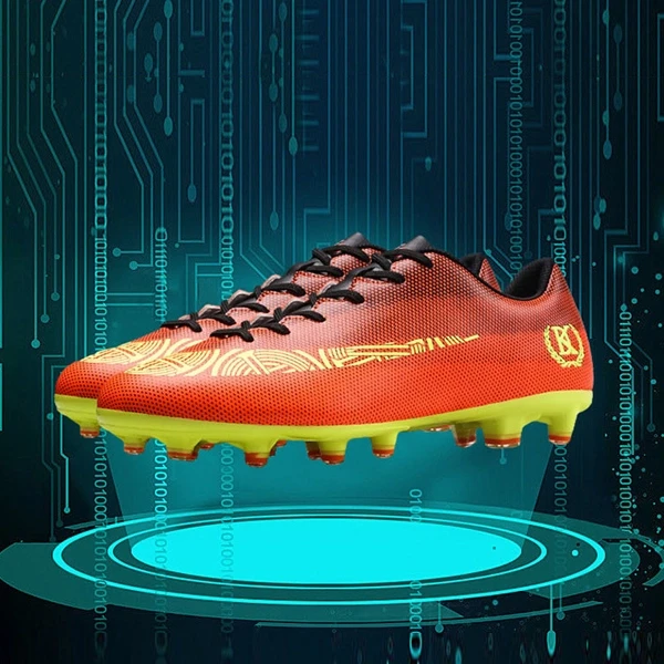 Orange Soccer Shoes for Men Breathable Athletics Sneakers