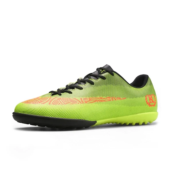 Green Synthetic Leather Soccer Turf Shoes for Men