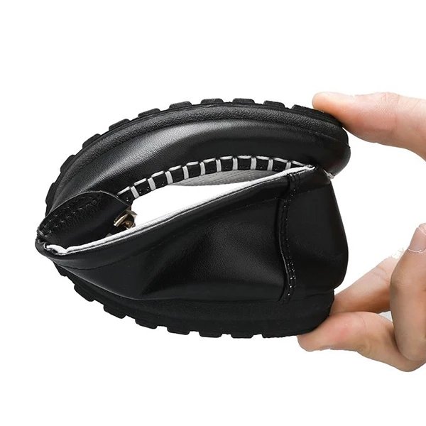 Premium PU Leather Men's Loafers - Black/White Slip On Formal & Casual