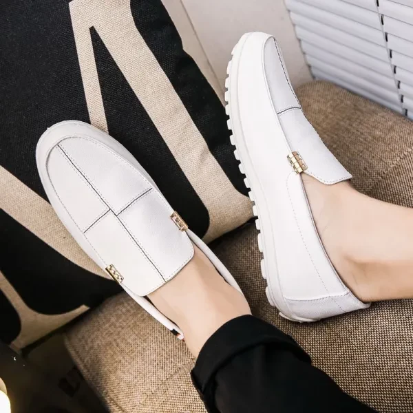 Stripes Men Loafer Shoes Lightweight Leather Formal Wear