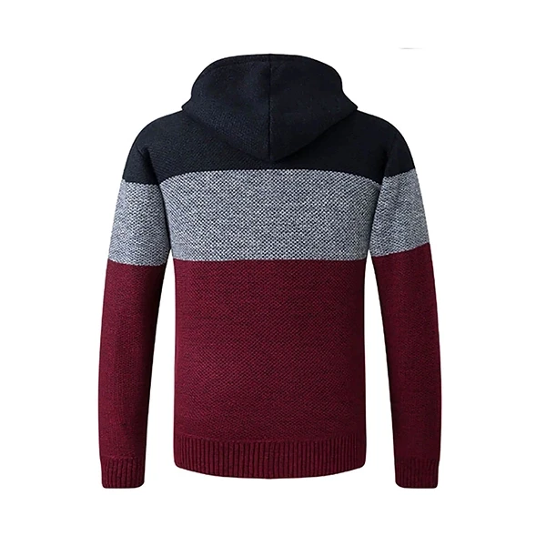 Colorful Zip Hoodie Red Jacket for Men Warm Winter Outerwear Drawstring Men Hood