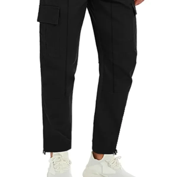 Multi Pockets Design Drawstring Closure Elastic Waist Narrow Bottom Men Cargo Pa