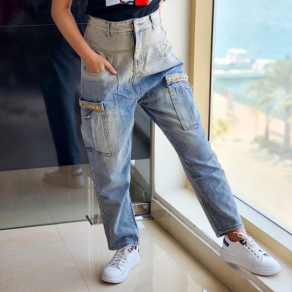 Denim Cargo Pants - Blue Shades Stylish & Chic