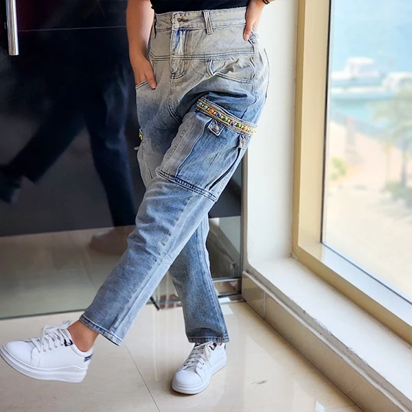 Denim Cargo Pants - Blue Shades Stylish & Chic