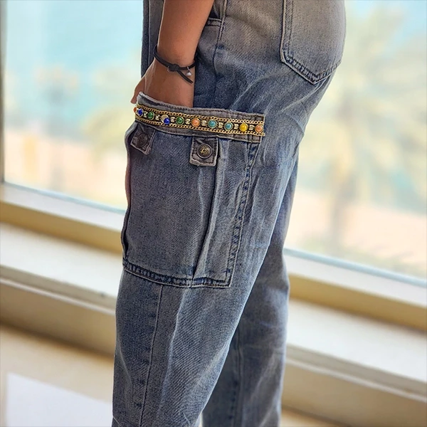 Denim Cargo Pants - Blue Shades Stylish & Chic