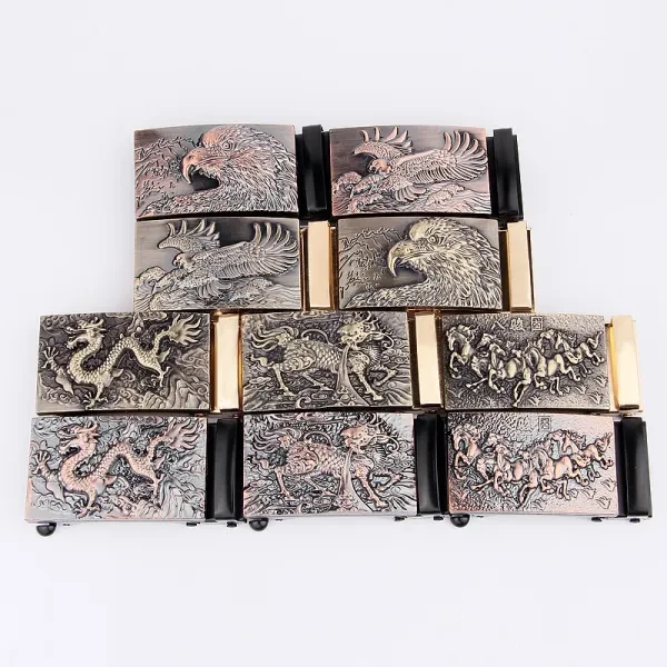 Premium Dragon Metal Buckle Vintage Brown Nylon Belt for Men.