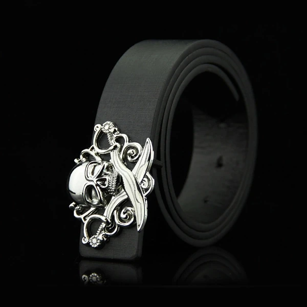 Luxury Brown Leather Belt with Skull Adornment - Elevate Your Style (Men)