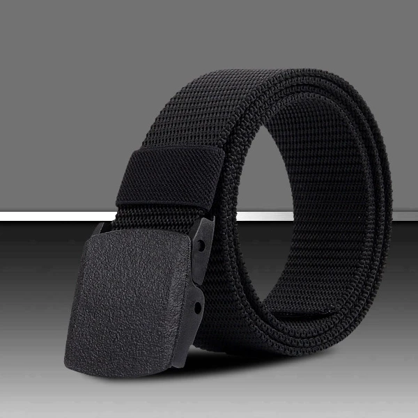 Premium Black Automatic Buckle Nylon Belt for Men - Perfect for Office and Casua
