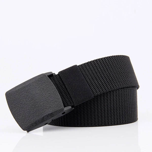 Premium Black Automatic Buckle Nylon Belt for Men - Perfect for Office and Casua
