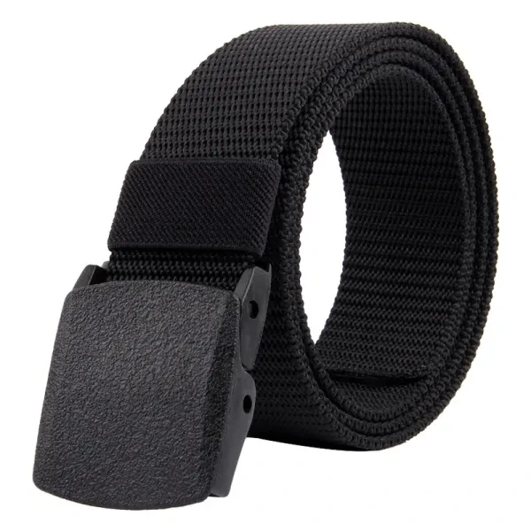 Premium Black Automatic Buckle Nylon Belt for Men - Perfect for Office and Casua