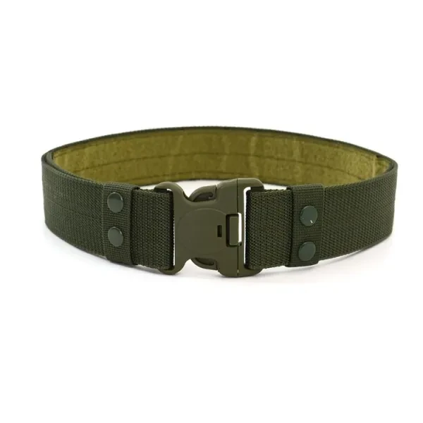 Green Canvas Tactical Belt - Adjustable & Heavy-Duty for Hunting Hiking and Trav
