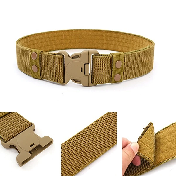 Green Canvas Tactical Belt - Adjustable & Heavy-Duty for Hunting Hiking and Trav