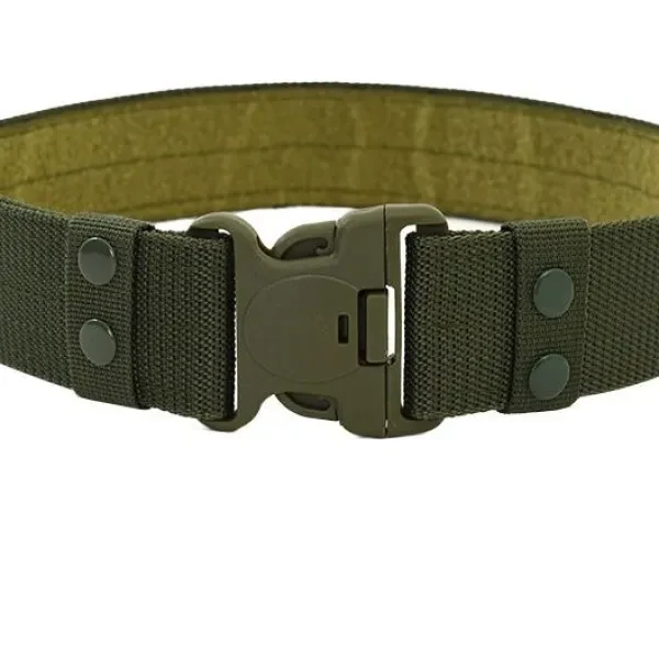 Green Canvas Tactical Belt - Adjustable & Heavy-Duty for Hunting Hiking and Trav